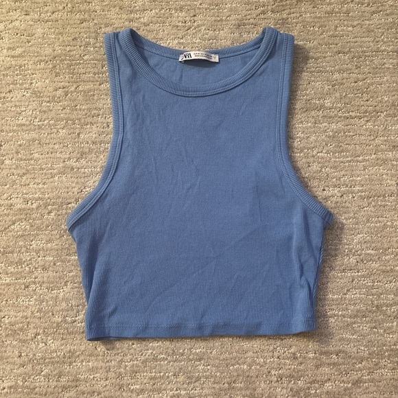 Zara Blue Sleeveless Tank Top - Picture 1 of 3